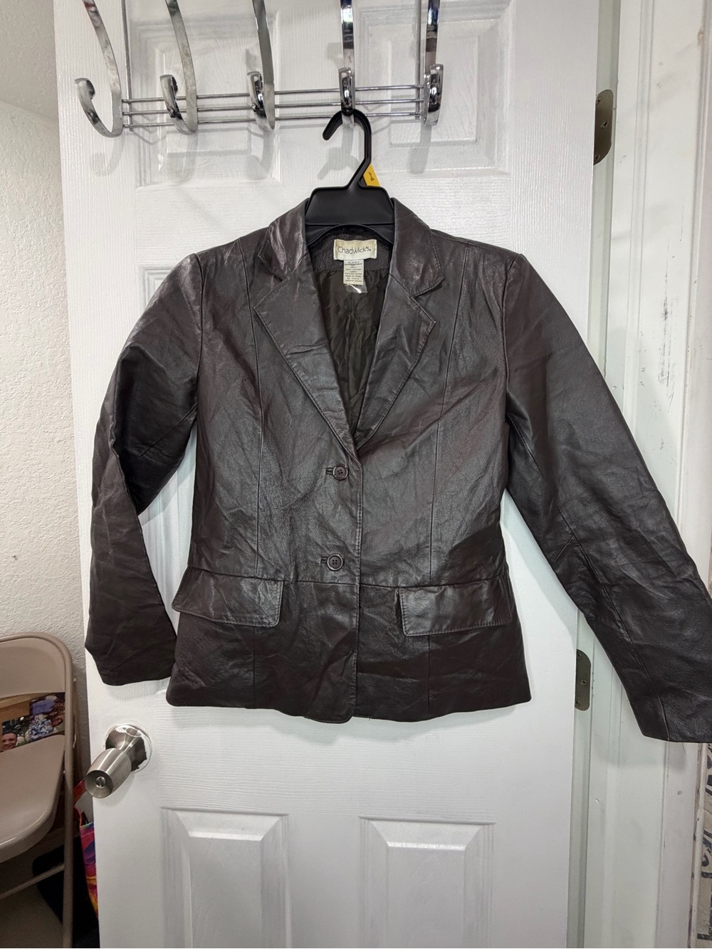 Chadwicks Dark Brown 100% Leather Blazer Jacket
